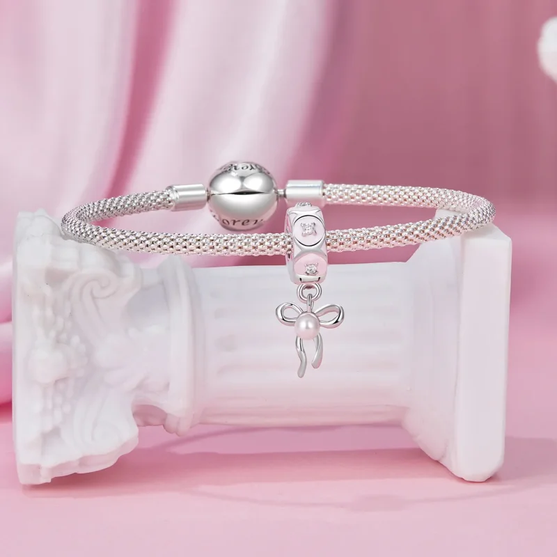(zdjęcie do) Zawieszka z klamrą w kształcie kokardy baletowej w stylu PANDORA - SCC2763 - Wyświetl 4