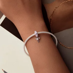 Zawieszka z klamrą w kształcie kokardy baletowej w stylu PANDORA - SCC2763
