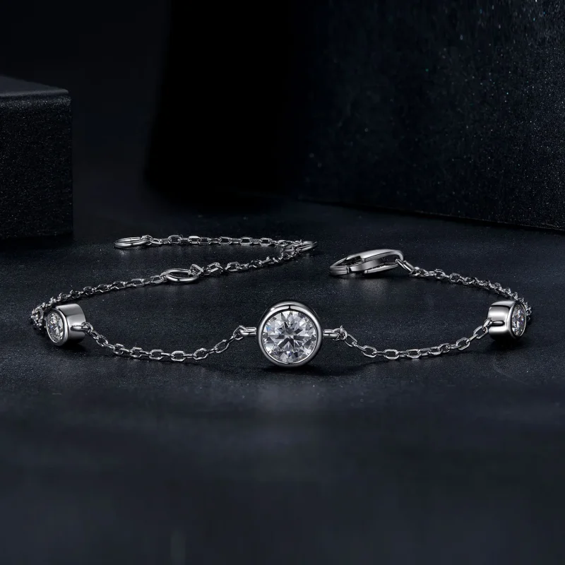 (zdjęcie do) Bransoletka PANDORA Style Starry Moissanite (z jednym certyfikatem) - MSB018 - Wyświetl 3