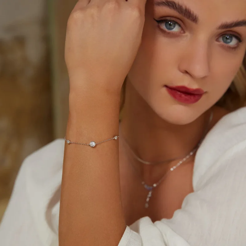 (zdjęcie do) Bransoletka PANDORA Style Starry Moissanite (z jednym certyfikatem) - MSB018 - Wyświetl 6