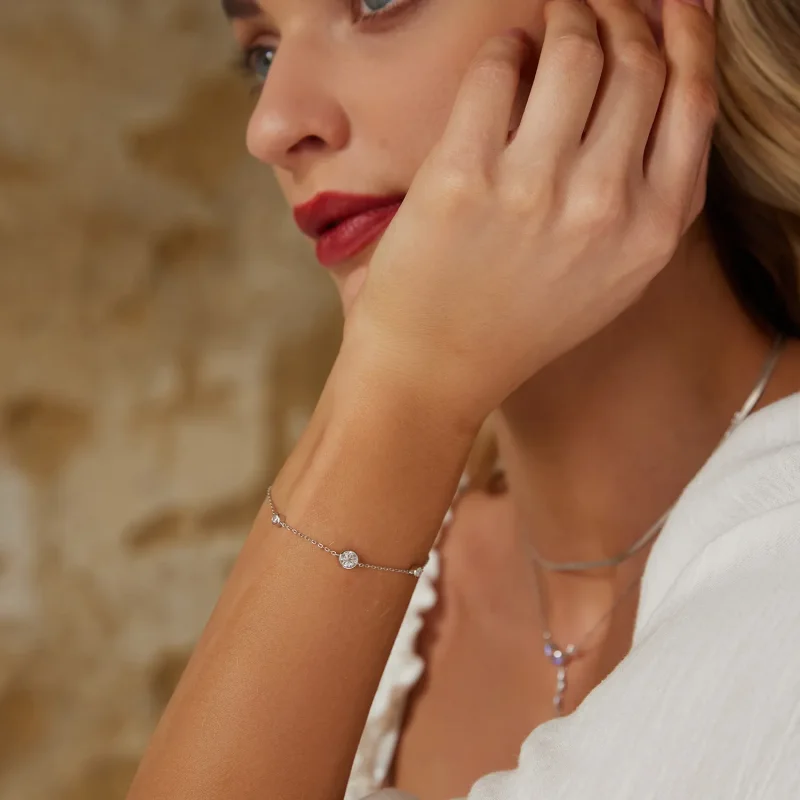 (zdjęcie do) Bransoletka PANDORA Style Starry Moissanite (z jednym certyfikatem) - MSB018 - Wyświetl 7