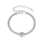 Bransoletka pleciona Moissanite w kształcie serca PANDORA (z jednym certyfikatem) - MSB019