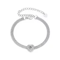 Bransoletka pleciona Moissanite w kształcie serca PANDORA (z jednym certyfikatem) - MSB019