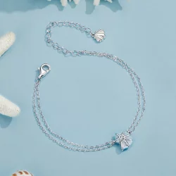 Bransoletka w stylu PANDORA z niebieską muszlą - BSB176