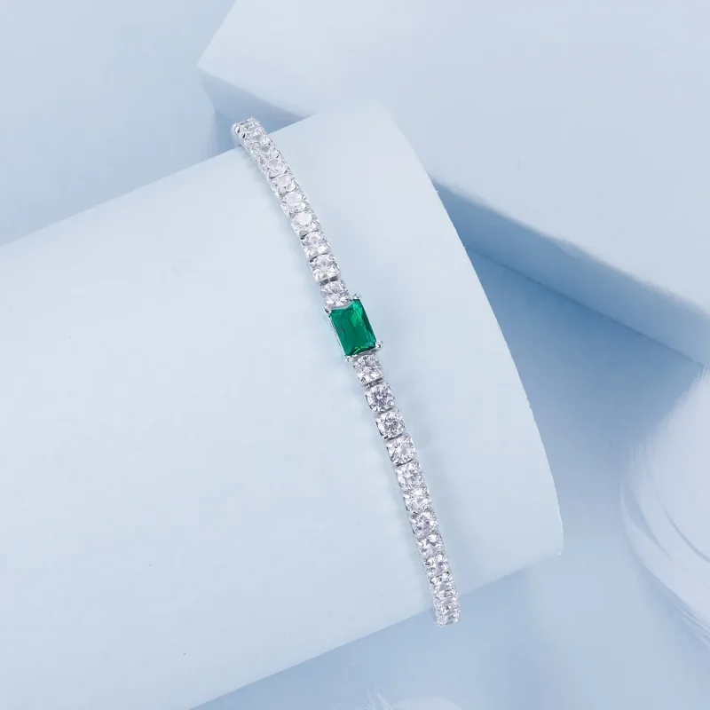 (zdjęcie do) Elegancka bransoletka ze szmaragdami w stylu PANDORA - BSB179 - Wyświetl 2