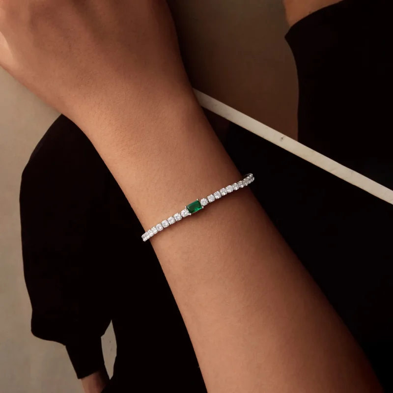 (zdjęcie do) Elegancka bransoletka ze szmaragdami w stylu PANDORA - BSB179 - Wyświetl 4
