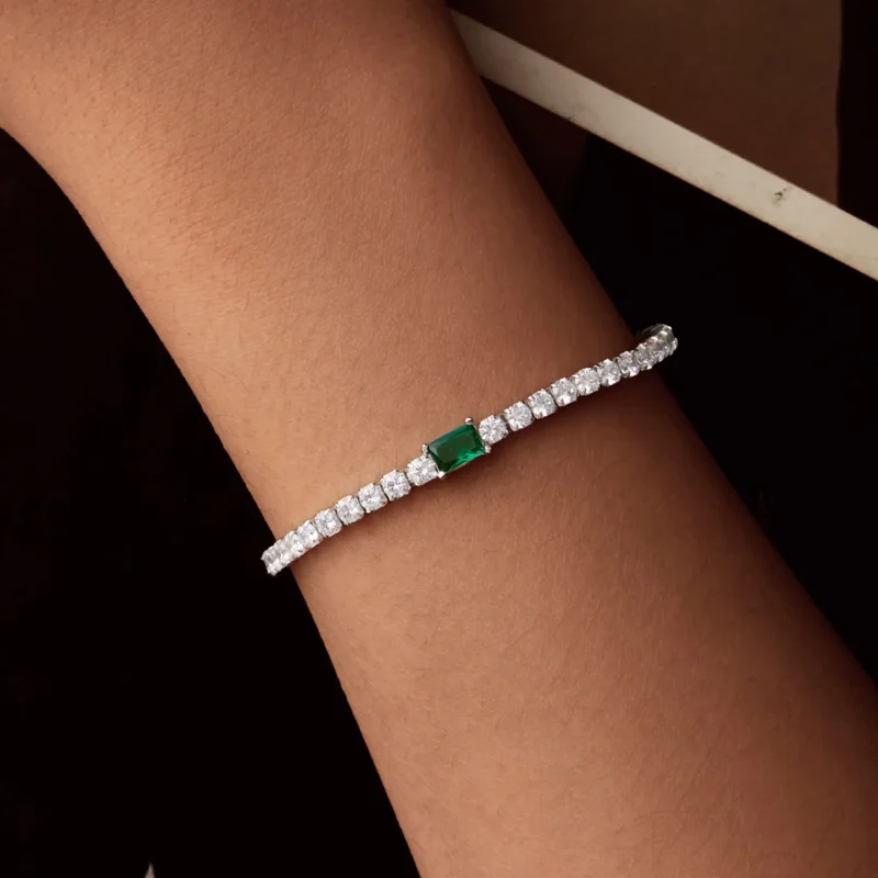 (zdjęcie do) Elegancka bransoletka ze szmaragdami w stylu PANDORA - BSB179 - Wyświetl 8