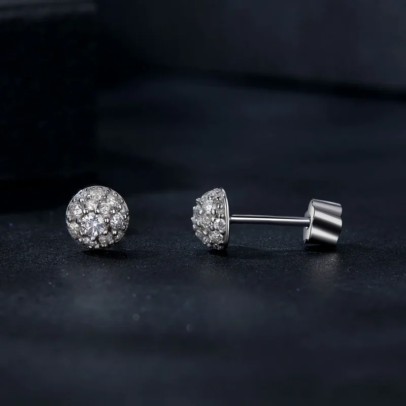 (zdjęcie do) Kolczyki Moissanite w kształcie półkuli PANDORA (z jednym certyfikatem) - MSE057 - Wyświetl 4