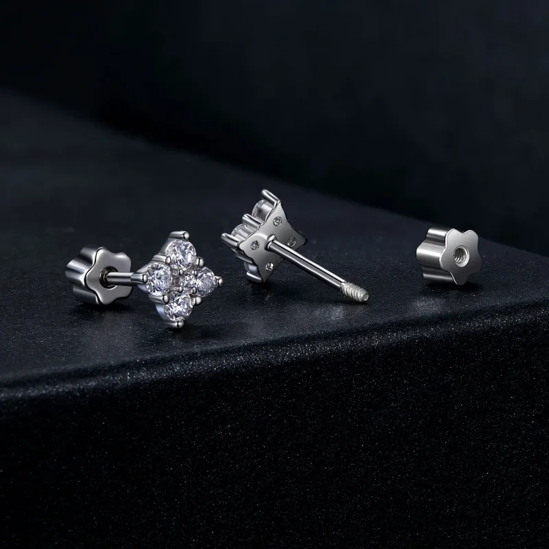 (zdjęcie do) Kolczyki moissanite z czterolistną koniczynką PANDORA Style (z jednym certyfikat - Wyświetl 2