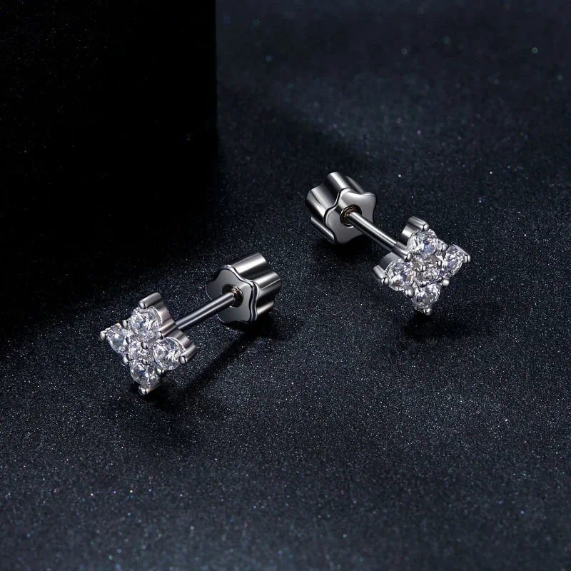 (zdjęcie do) Kolczyki moissanite z czterolistną koniczynką PANDORA Style (z jednym certyfikat - Wyświetl 3