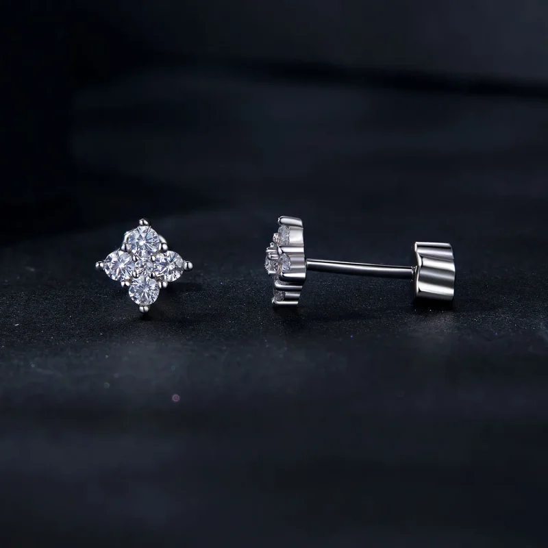 (zdjęcie do) Kolczyki moissanite z czterolistną koniczynką PANDORA Style (z jednym certyfikat - Wyświetl 4