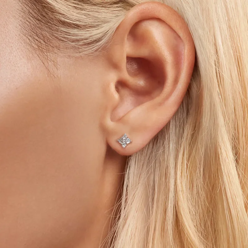 (zdjęcie do) Kolczyki moissanite z czterolistną koniczynką PANDORA Style (z jednym certyfikat - Wyświetl 5