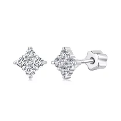 Kolczyki moissanite z czterolistną koniczynką PANDORA Style (z jednym certyfikatem) - MSE056