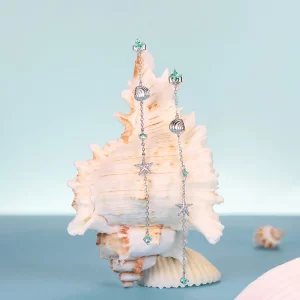 Kolczyki w stylu PANDORA w kolorze błękitnego oceanu - BSE1013