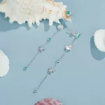Kolczyki w stylu PANDORA w kolorze błękitnego oceanu - BSE1013