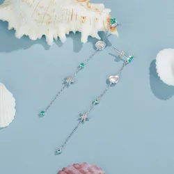 Kolczyki w stylu PANDORA w kolorze błękitnego oceanu - BSE1013
