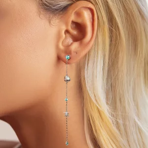 Kolczyki w stylu PANDORA w kolorze błękitnego oceanu - BSE1013