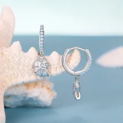 Kolczyki z muszlą w stylu PANDORA w kolorze niebieskim - BSE1012
