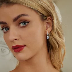 Kolczyki z muszlą w stylu PANDORA w kolorze niebieskim - BSE1012