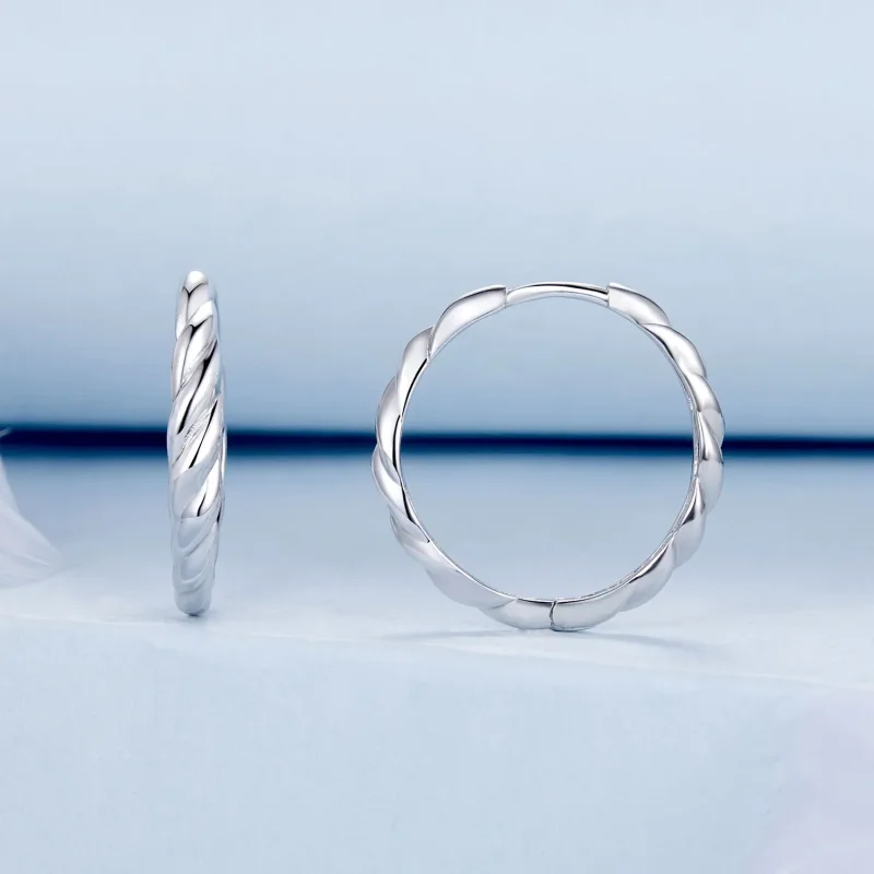 (zdjęcie do) Metaliczne kolczyki typu twist w stylu PANDORA - BSE1024-L - Wyświetl 2