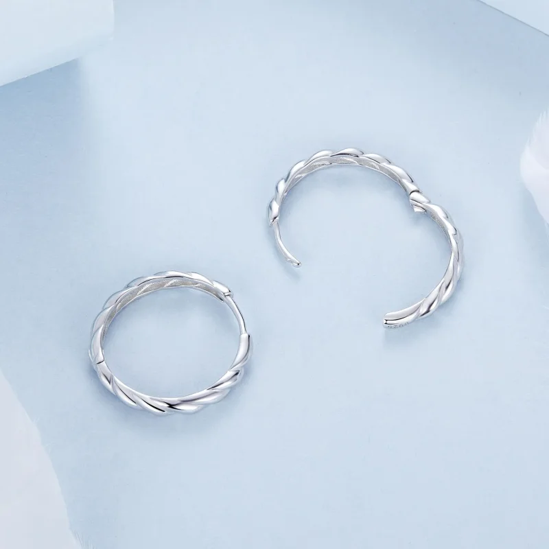 (zdjęcie do) Metaliczne kolczyki typu twist w stylu PANDORA - BSE1024-L - Wyświetl 4