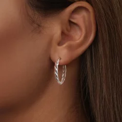 Metaliczne kolczyki typu twist w stylu PANDORA - BSE1024-L