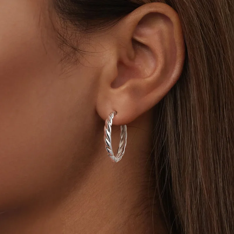 (zdjęcie do) Metaliczne kolczyki typu twist w stylu PANDORA - BSE1024-L - Wyświetl 6