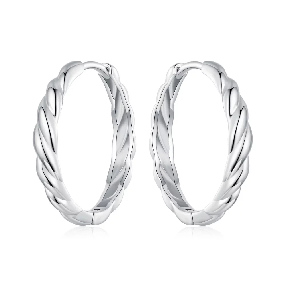 Metaliczne kolczyki typu twist w stylu PANDORA - BSE1024-L