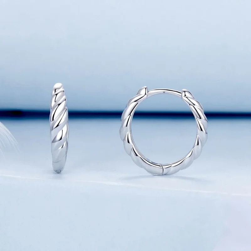 (zdjęcie do) Metaliczne kolczyki typu twist w stylu PANDORA - BSE1024-M - Wyświetl 2
