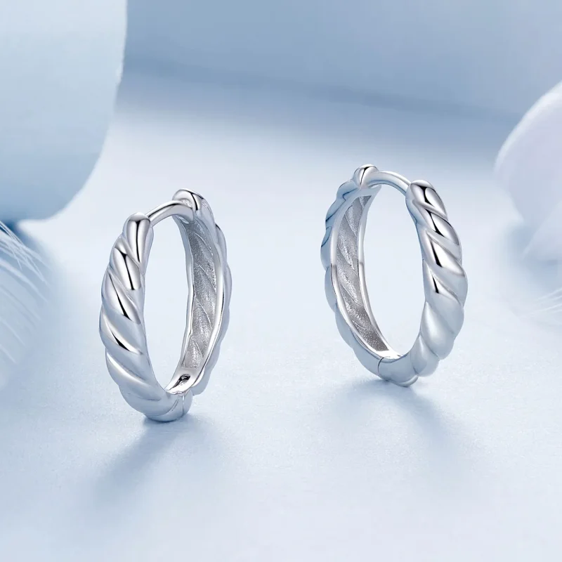 (zdjęcie do) Metaliczne kolczyki typu twist w stylu PANDORA - BSE1024-M - Wyświetl 3