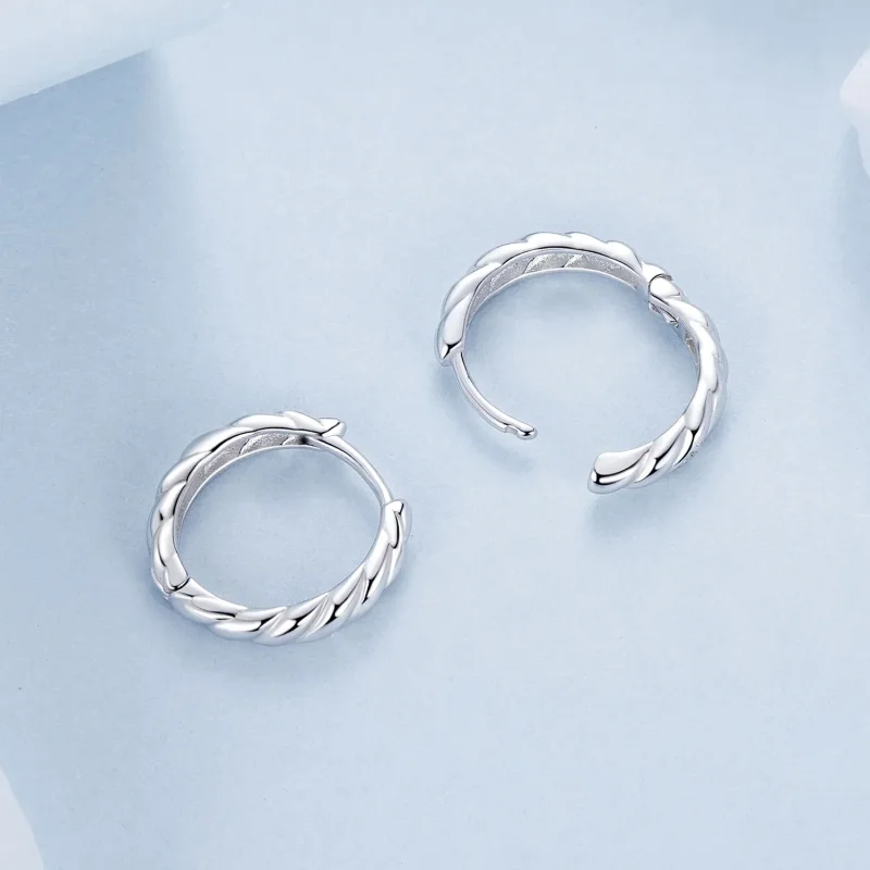 (zdjęcie do) Metaliczne kolczyki typu twist w stylu PANDORA - BSE1024-M - Wyświetl 4