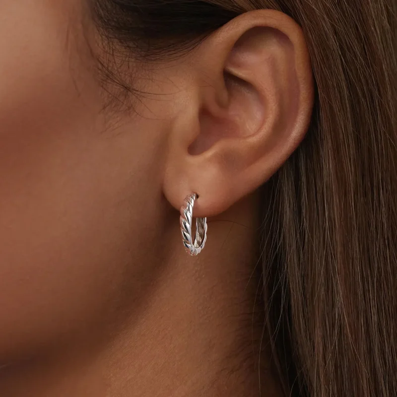 (zdjęcie do) Metaliczne kolczyki typu twist w stylu PANDORA - BSE1024-M - Wyświetl 6