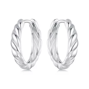 Metaliczne kolczyki typu twist w stylu PANDORA - BSE1024-M
