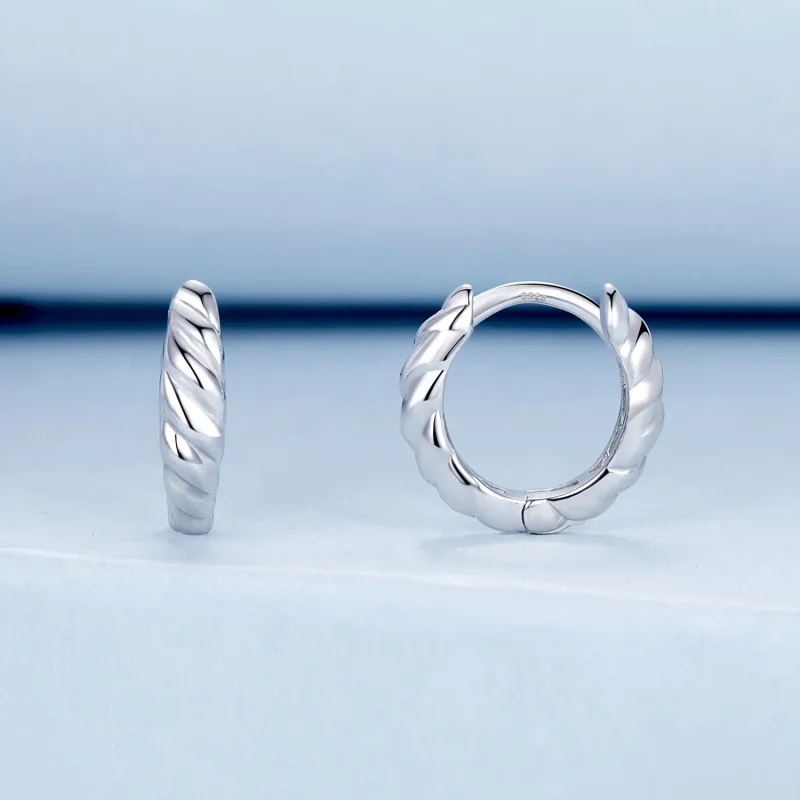 (zdjęcie do) Metaliczne kolczyki typu twist w stylu PANDORA - BSE1024-S - Wyświetl 2