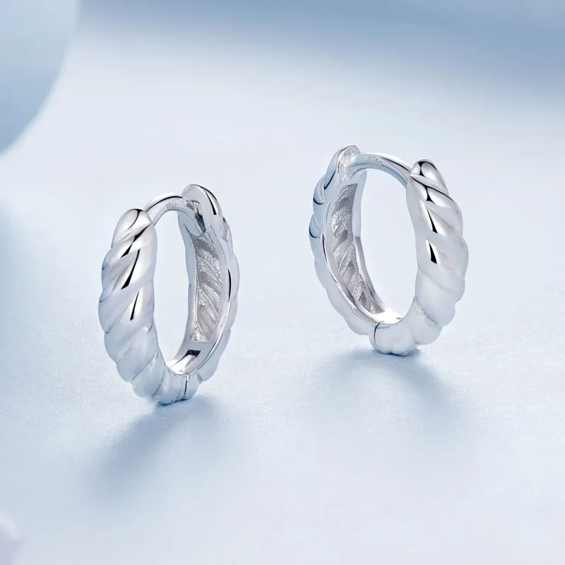 (zdjęcie do) Metaliczne kolczyki typu twist w stylu PANDORA - BSE1024-S - Wyświetl 3