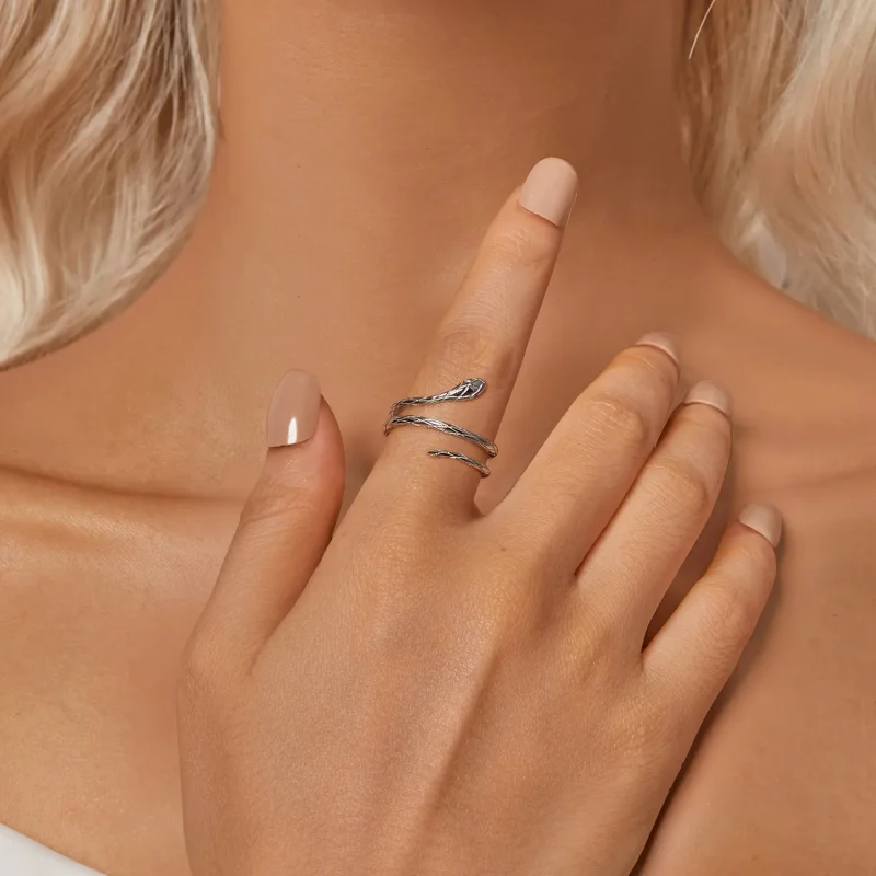 (zdjęcie do) Otwarty pierścień w kształcie węża w stylu PANDORA - BSR555-E - Wyświetl 6