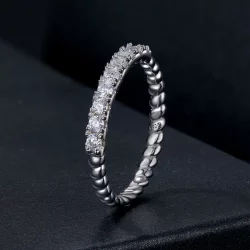 Pierścień teksturowany Moissanite w stylu PANDORA (jeden certyfikat) - MSR052