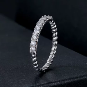Pierścień teksturowany Moissanite w stylu PANDORA (jeden certyfikat) - MSR052