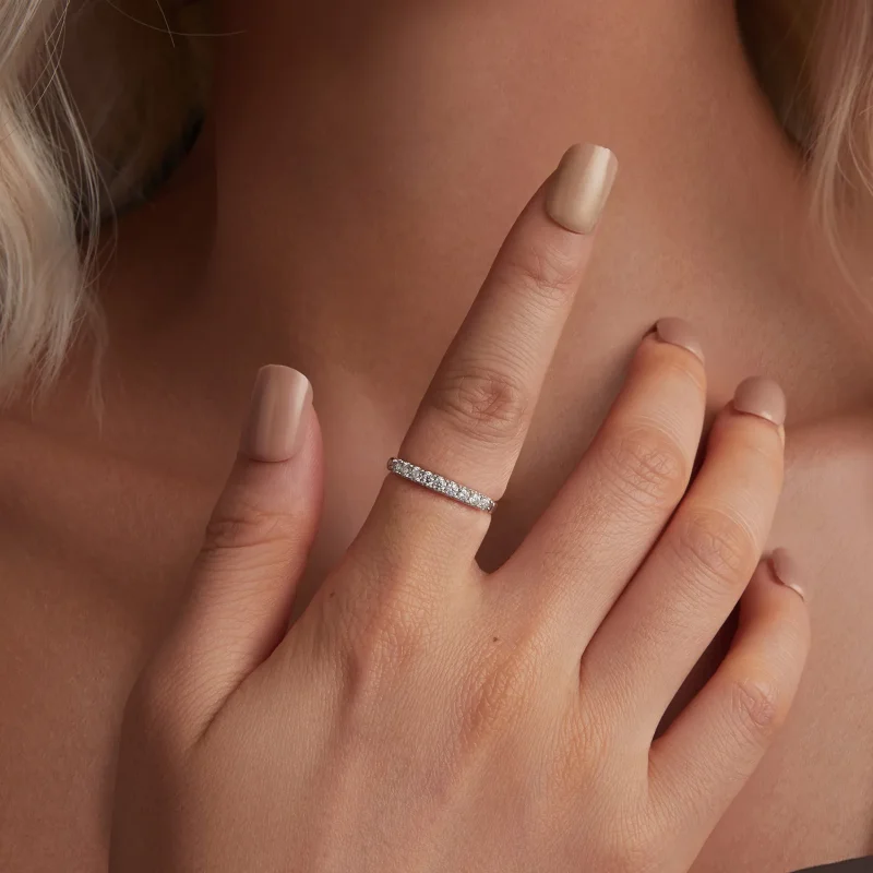 (zdjęcie do) Pierścień teksturowany Moissanite w stylu PANDORA (jeden certyfikat) - MSR052 - Wyświetl 4