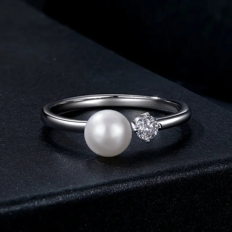 (zdjęcie do) Pierścionek z perłą naturalną moissanit PANDORA Style (z jednym certyfikatem) - - Wyświetl 3