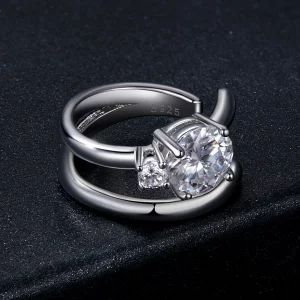 Podwójny mankiet Moissanite typu PANDORA (z jednym certyfikatem) - MSE058