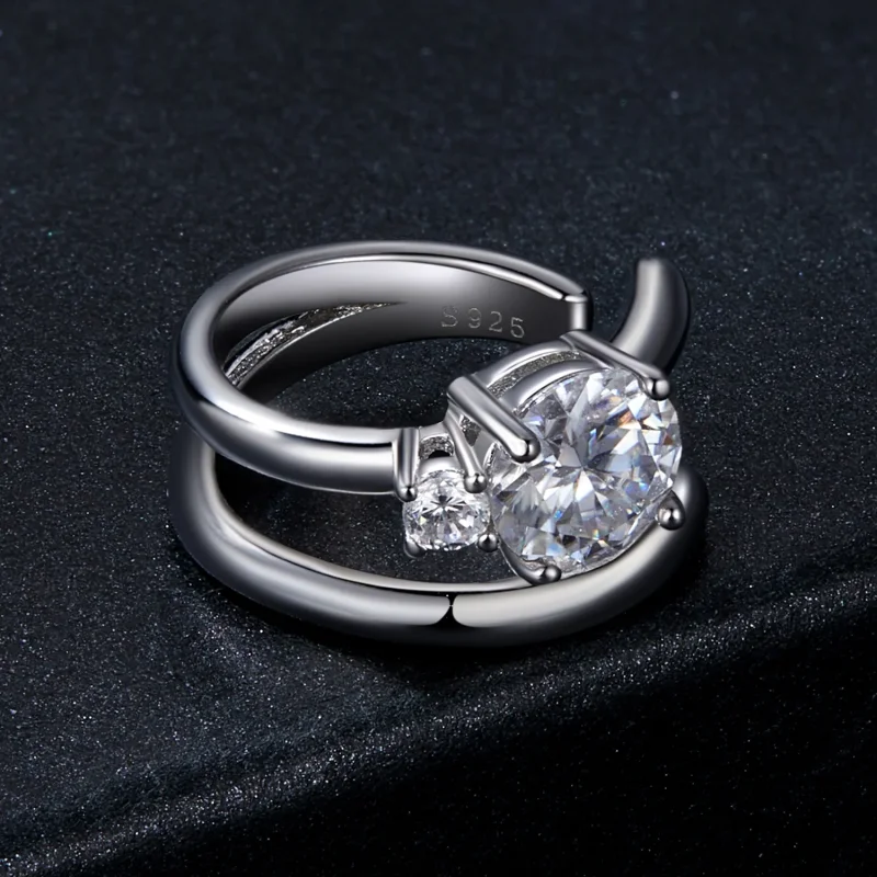 (zdjęcie do) Podwójny mankiet Moissanite typu PANDORA (z jednym certyfikatem) - MSE058 - Wyświetl 3