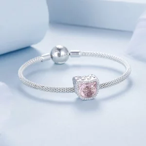 Różowa zawieszka z kotem w stylu PANDORA - BSC1020