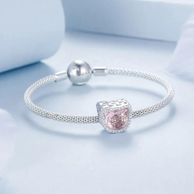 (zdjęcie do) Różowa zawieszka z kotem w stylu PANDORA - BSC1020 - Wyświetl 5