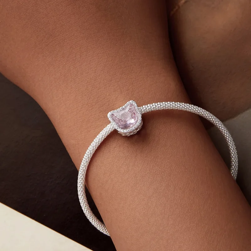 (zdjęcie do) Różowa zawieszka z kotem w stylu PANDORA - BSC1020 - Wyświetl 7