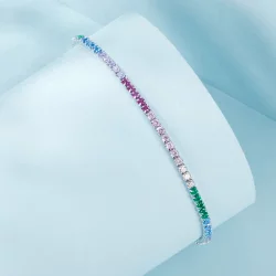 Tęczowa bransoletka w stylu PANDORA - SCB277