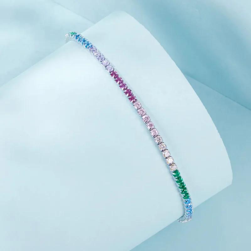 (zdjęcie do) Tęczowa bransoletka w stylu PANDORA - SCB277 - Wyświetl 2