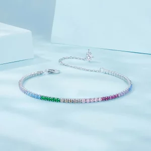 Tęczowa bransoletka w stylu PANDORA - SCB277