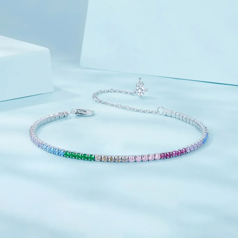 (zdjęcie do) Tęczowa bransoletka w stylu PANDORA - SCB277 - Wyświetl 3