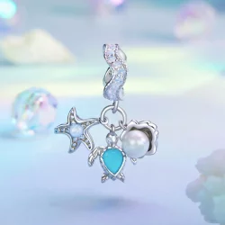 Wisiorek w kolorze błękitnego oceanu w stylu PANDORA - BSC992
